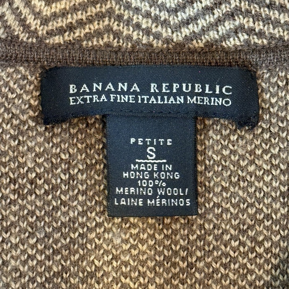 VTG Banana Republic Merino Wool Herringbone Riding Blazer Elbow Patches Women PS - Picture 9 of 12